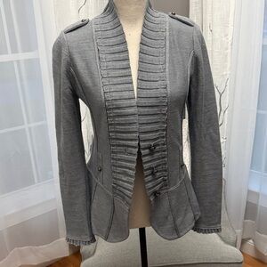 White House Black Market Charcoal Military Style Sweater